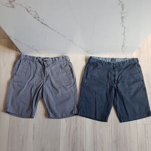 J. Crew Men's Flat Front Shorts Lot 2 in Gray and Navy Size 32 x 10 1/2